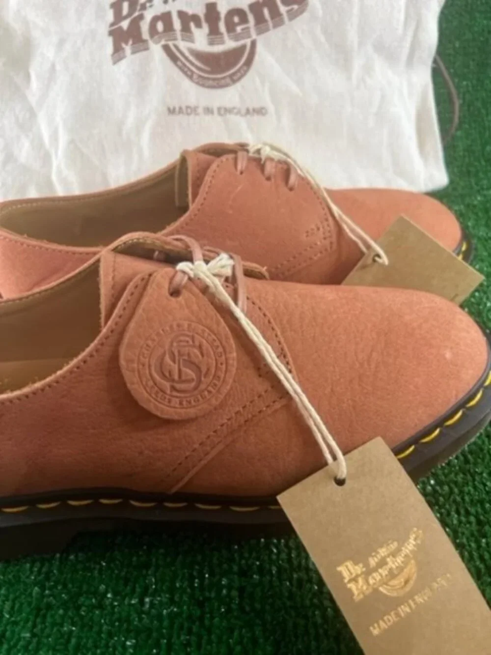 Men Dr Martens 1461 Made In England C.F Stead Suede Shoes Chestnut Brown Size 4